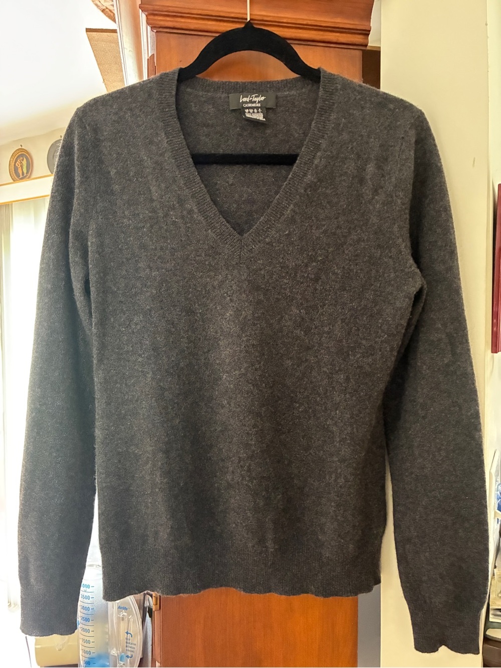 Charcoal Gray V-Neck women’s cashmere Sweater